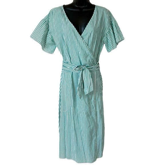 VELVET BY GRAHAM & SPENCER JAYEL COTTON STRIPE WRAP DRESS - Picture 1 of 15